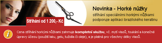 Novinka - Horké nůžky - stříhání speciálními horkými nůžkami podporujeme aplikaci brazilského keratinu - cena stříhání od Kč 1200,-